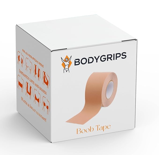 Boob Tape for Large Breasts | Strong Adhesive Breast Lift Tape | Invisible Body Tape for Push Up & Shape | Sweatproof & Skin-Friendly Boobtape - Length 5m X Width 7.5 cm Nude-image-11