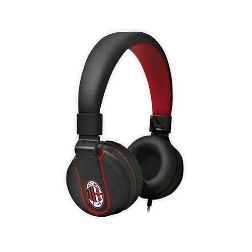 AC Milan, IP952 Cuffie Stereo con Filo (lunghezza 1,5 metro), Leggere per Ottimo Comfort Collegamento/Connettività Cavo AUX 3.5mm + adattatore USB-C incluso (per PC, Notebook, Tablet e Smartphone)