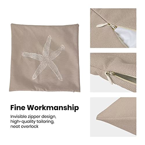 Aeioae Coastal Pillow Covers 20X20 Inch Set Of 2, Brown Tan Starfish Throw Pillow Covers Beach Pillowcase Linen Nautical Decor For Indoor Outdoor Home Sofa Bedroom Living Room #TOP5