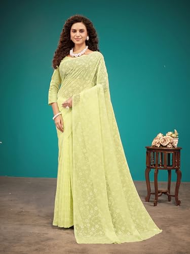 Image of Garden Vareli Viscose Brasso Floral Print Saree