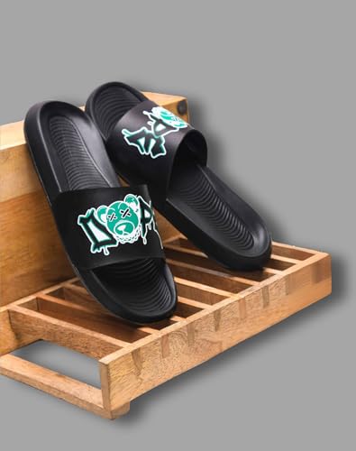 Image of PERY-PAO Sliders Mens White, Black, Grey, Sky blue Design Toxic, Spider, Dope, Panda Printed Flip Flop & Slippers
