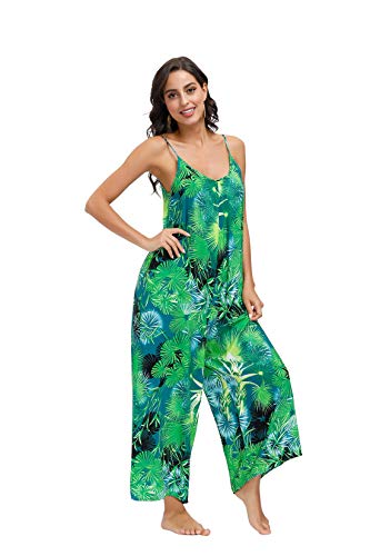 Image of BUENOS NINOS Women's V Neck Floral Maxi Dress Boho Printed Adjustable Spaghetti Strap Ethnic Beach Long Dress with Pockets
