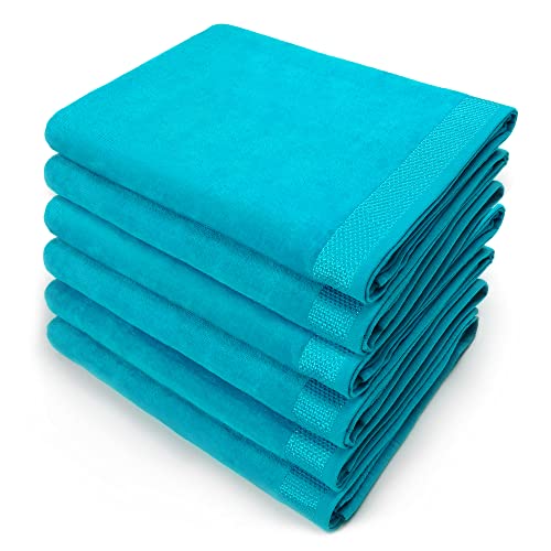 Kaufman â€“ Velour Solid Color Bath Sheets, Beach Towel, Pool Towel, 100% Cotton, 30''x60'' , Absorbent Towel, 6-PK (TUR)