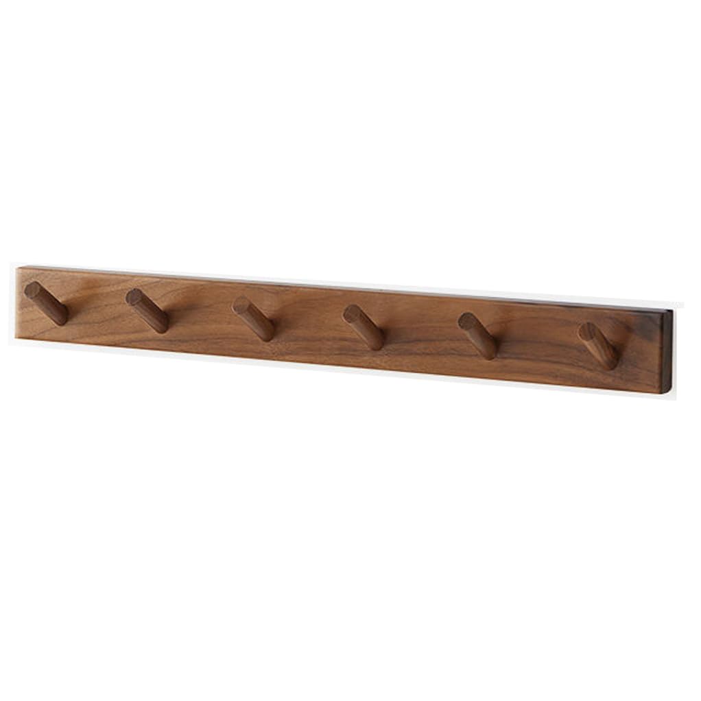 Solid Wood Coat Rack Wall Mount,Walnut Wood Coat Hooks Hanger 6hook