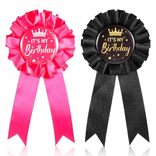 2 Pcs ITS MY Birthday Pin Birthday Button Birthday Queen Ribbon Buttons Badge Pins for Women Men Happy Birthday Pin Celebration Accessory for Party Birthday Decoration