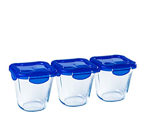 Pyrex® Cook & Go Glazen pot met luchtdicht deksel, 0,8 l, BPA-vrij, 3 stuks