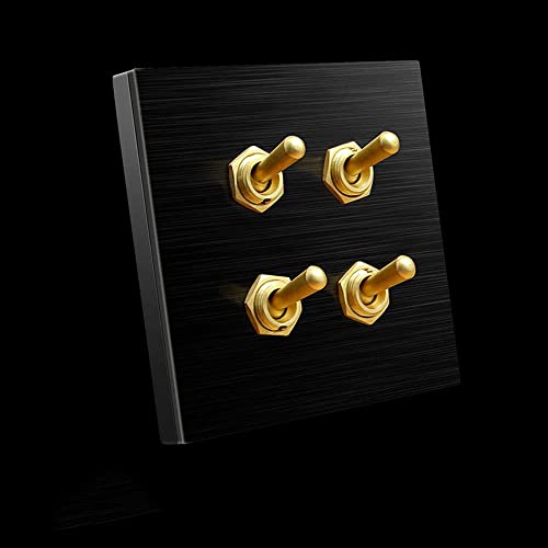 86 Typ 1-4 Gang 2-Wege-Schwarz-Edelstahl-Loft-Stil Luxus Messing Hebel Metall Retro Schalter Panel Kippschalter Power Wand Lichtschalter Industrielle Retro Kippschalter Cover