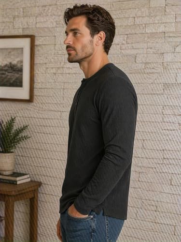 Image of FN3 Men's Premium Waffle Knit Henley Tshirt for Men