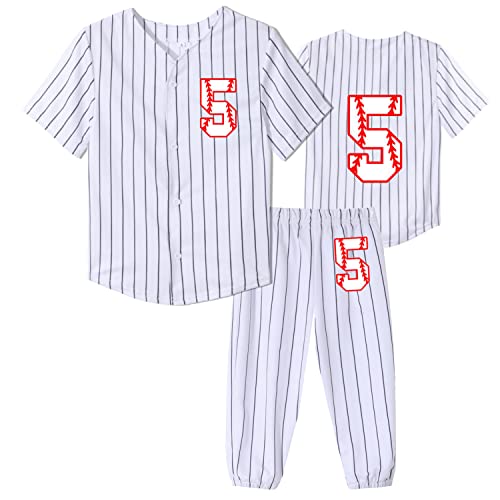 Image of Yuji Itadori 5th Baseball Birthday Outfit Birthday Shirt Set Kids Boy 5 Years Olds Sports Jersey Tops Pants