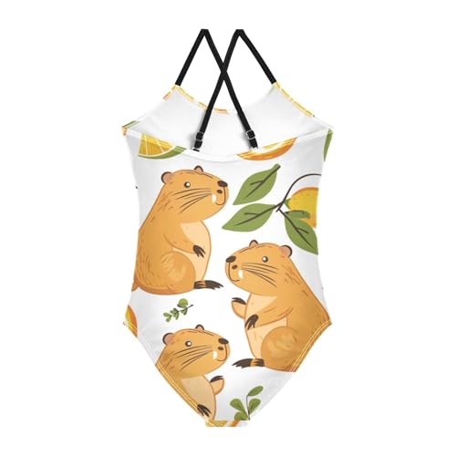Image of Girls Swimsuit Little Cute Cat and Ice Cream One Piece Swimwear