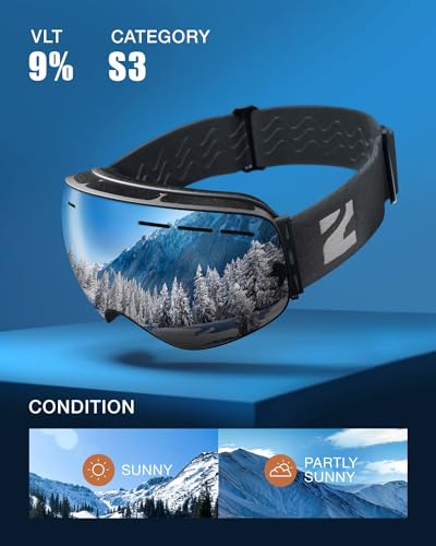 Image of ZIONOR X Ski Snowboard Snow Goggles OTG Design for Men & Women with Spherical Detachable Lens UV Protection Anti-Fog