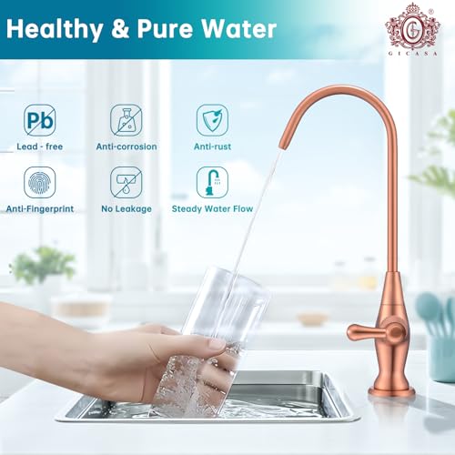 Image of Sink Drinking Water Faucet, Sink Water Filter System, Suitable for Most Reverse Osmosis or Water Filtration Systems, Stainless Steel Reverse Osmosis Faucet for Kitchen Bar, Red Copper