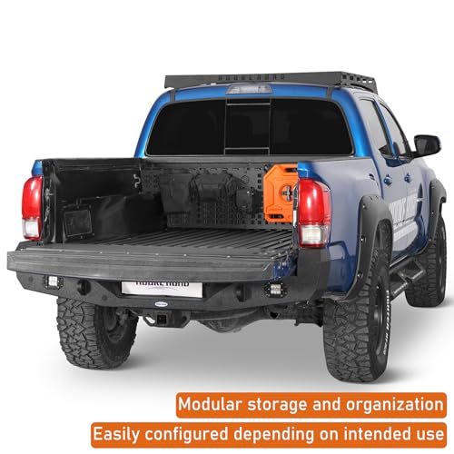 Image of Hooke Road Tacoma Truck Bed MOLLE Panel for 2005-2023 Toyota Tacoma 5FT Bed 2nd 3rd Gen - Camping Accessories Back Rack Tools Organizer Cargo Storage