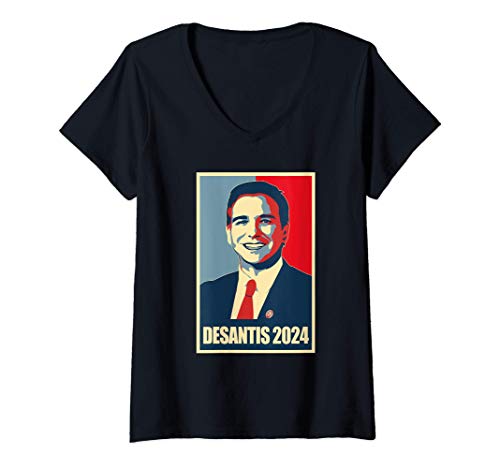 Mujer Retro Vintage Ron DeSantis 2024 para la elección de Camiseta Cuello V