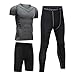 Produktbild BOOMCOOL Kompressionsanzug Herrenanzug Trainingsanzug 3-teiliges Set atmungsaktives Deo Sportswear Laufanzug Kurzarmhemd Halbhose Strumpfhose schweißabsorbierend und schnelltrocknend Schwarz XL