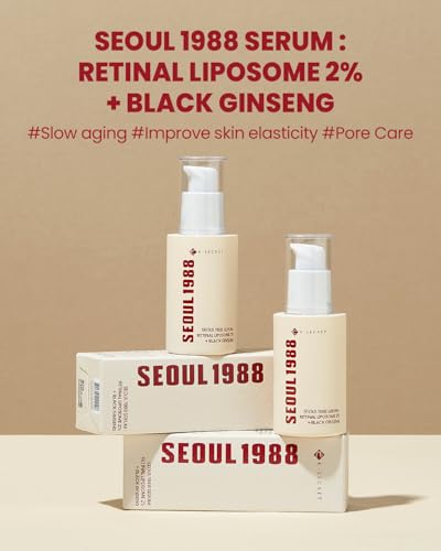 KSECRET SEOUL 1988 Serum : Retinal Liposome 2% + Black Ginseng, 30ml/1.01fl.oz | 58% Black Ginseng Extract | Retinal serum, Bakuchiol, Vitamin C & 3 Peptides for Wrinkle Care | Korean Skincare |