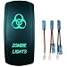 QUNQI STAR 5 pin Laser Backlit Rocker Switch ZOMBIE LIGHTS 20A 12V On/off LED Light Toggle Switch (Green)