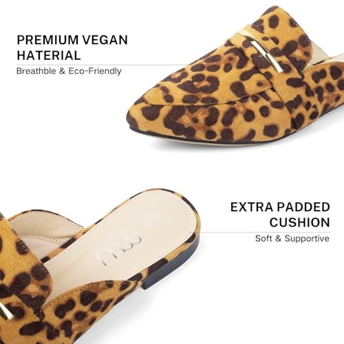 Image of MUSSHOE Mules for Women - Suede Slip On Backless Loafers with Cushioned Insole and Non-Slip Sole, Pointed Toe Flats for Office Work Business Casual