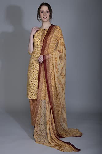 Image of DHRUVI TRENDZ Cotton Kurta Set With Dupatta For Women | Kurta Set For Women | Festive Kurta Set For Women | Regular Fit Kurta