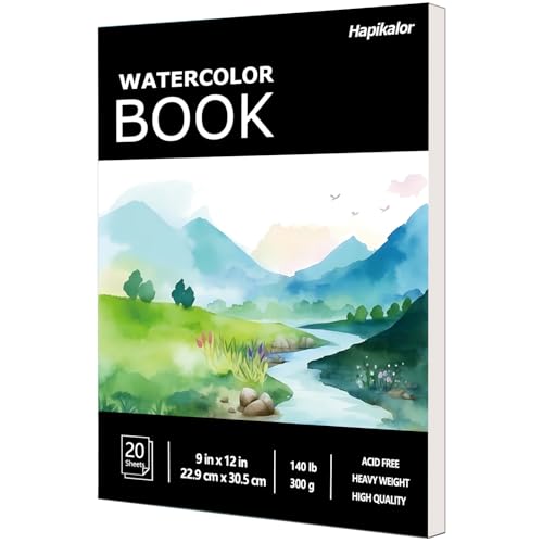Image of Watercolor Paper Pad, 9 inchx12 inch Water Color Paper, 140lb /300gsm Artist Painting Drawing Paper Book, Art Supplies for Adults Kids, Watercolors, Watercolor Paint Set, Sketchbook, Journal, Black