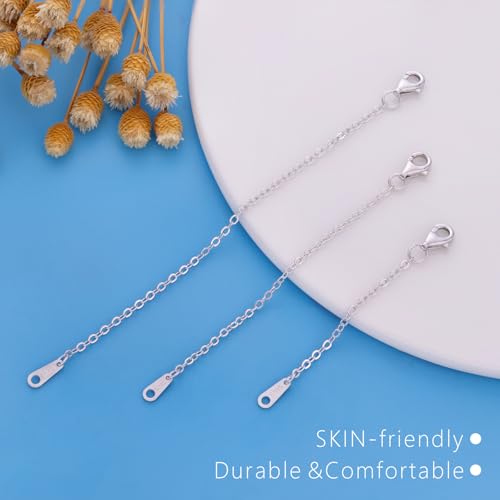 VANBARIS Sterling Silver Necklace Extenders for Women Silver Chain Extension Bracelet Extender Sterling Silver Chain Extenders for Necklaces 3 Piece Set (2, 3, 4 inch) by VANBARIS - Image 4
