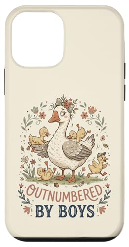 ��̓� Outnumbered By Boys Funny Goose Mom Life Boy 1 �X�}�z�P�[�X iPhone 12 mini �p