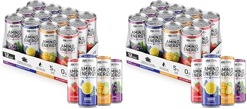 Image of Optimum Nutrition Amino Energy Sparkling Hydration Drink,Electrolytes,Caffeine,Amino Acids,BCAAs,Sugar Free,12 Fl Oz,Variety (Packaging May Vary),12 Count (Pack of 2)