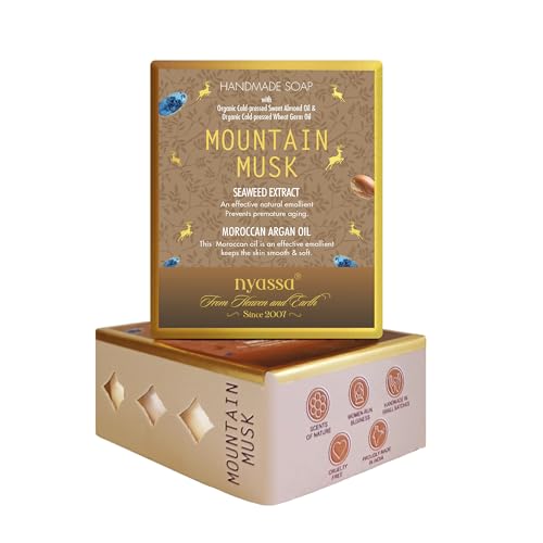 Image of Nyassa Mountain Musk Natural Bathing Handmade Soap | Seaweed Extract & Moroccan Argan Oil | All Skin Type 150gm