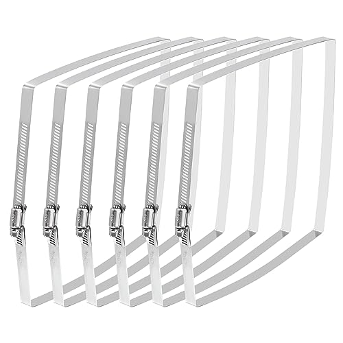 uxcell Rectangular Hose Clamps, 8" x 8" 304 Stainless Steel Square Duct Pipe Clamp for Ducting, Securing Hose, Cable and Bridge Project Application, Pack of 6