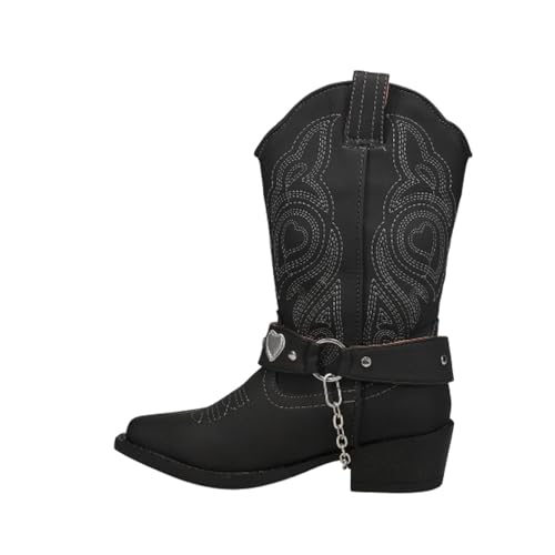 ROPER Kids Girls Dale Heart Snip Toe Casual Boots Mid Calf - Black3