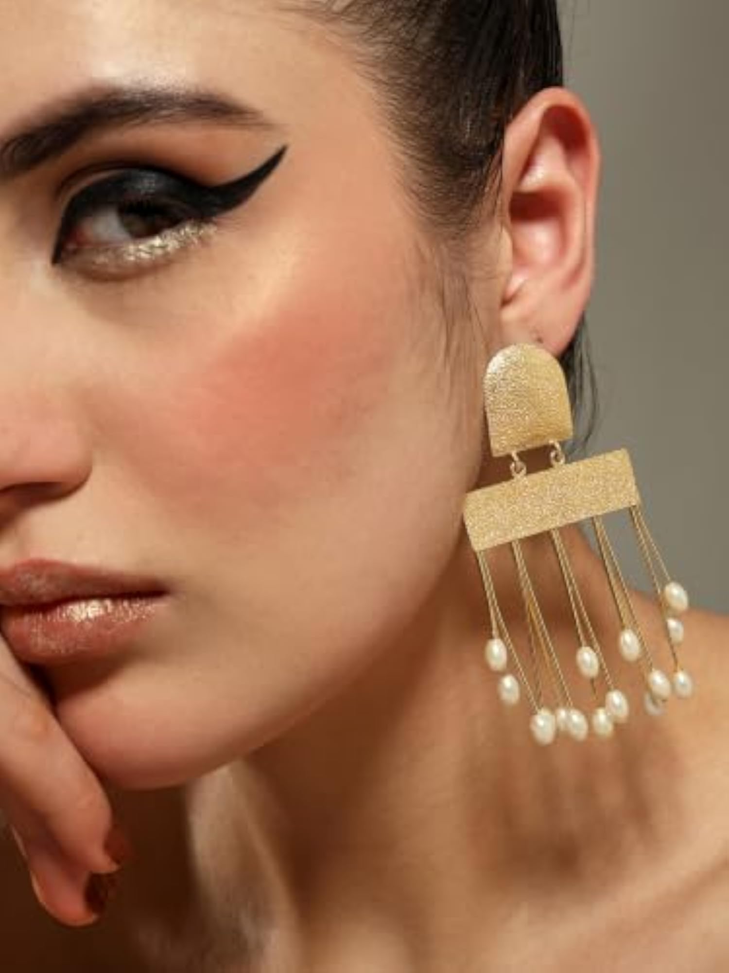 Women's Traditional Gold Plated Dangle Earrings, Gift for Her