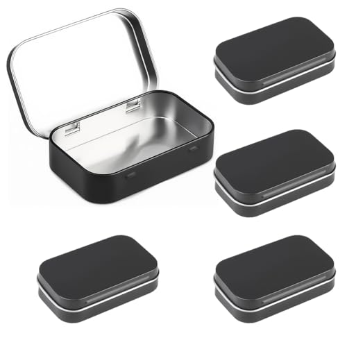 Image of HASTHIP 4Pcs Small Metal Tin Boxes with Lids - Rectangular Mini Storage Containers for Crafts, Candies, Spices, Travel & DIY, 9.5x6x2.2cm