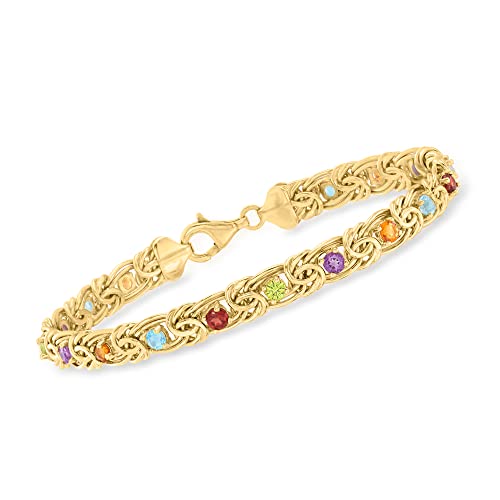 Ross-Simons 2.60 ct. t.w. Multi-Gemstone Byzantine Bracelet in 18kt Gold Over Sterling