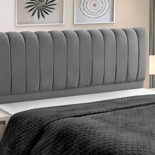 Cabeceira Cama Box King Size Estofada Madeira Ômega (Cinza)