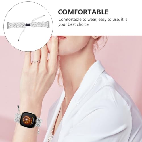 Correa Versa 3 ajustable unisex banda de paracord resistente para reloj Sense blanco gris 3