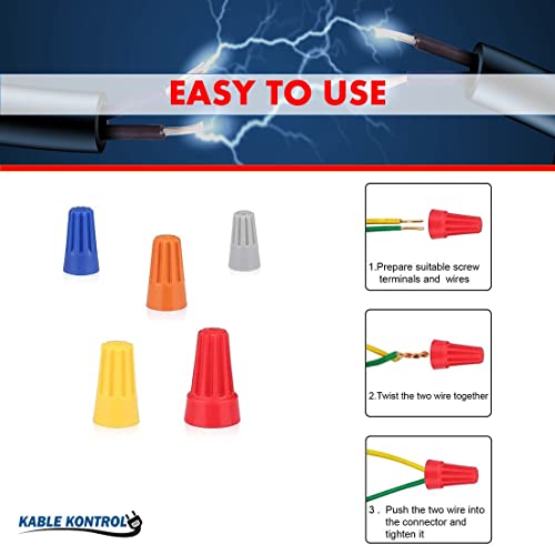 Tapas de torsión eléctricas Kable Kontrol con tuercas de alambre aladas para cables de 600V 5