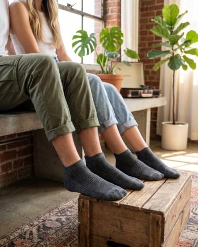 Image of BENKILS Bamboo Ankle Socks for Men & Women | Ultra-Soft, Odour-Free and Breathable | Padded Base and Anti-bacterial | 3X Softer than Cotton | Free Size Regular Socks.