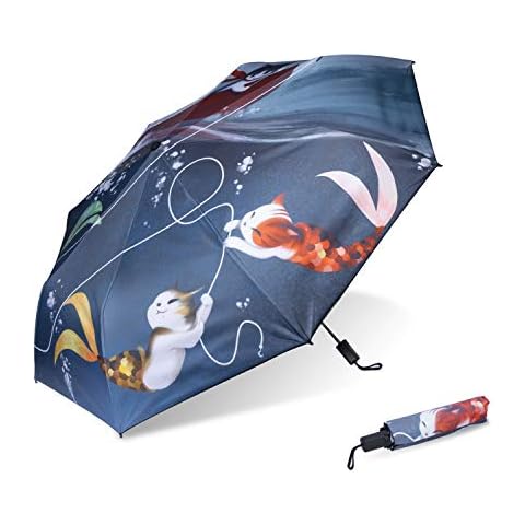 Travel Umbrella UV Umbrella Black Rubber Coating Folding Umbrella for Women Men - PAWHTIS Cover
