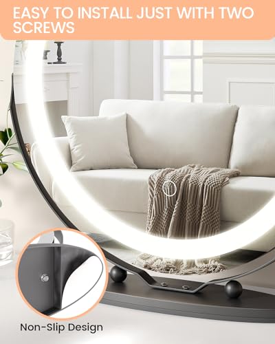 Lighted 19-inch Makeup Mirror with Smart Touch Control for Bedroom and Bathroom