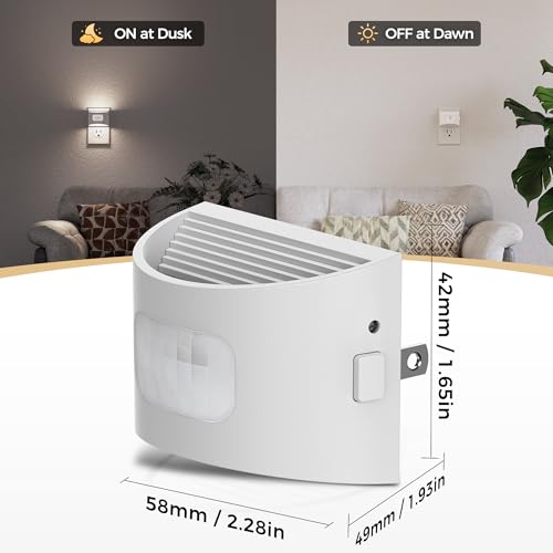 Image of DORESshop LED Night Light[2 Pack], Night Lights Plug into Wall, 3 Mode Plug in Night Light with Motion Sensor, Dusk to Dawn Sensor, Nightlights for Adults, Bedroom, Bathroom, 5000K White Cover