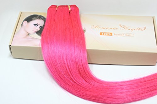 Romantic Angels® 100% Remy Brazilian Hair Straight Human Hair Weave 18''(45cm) Hot Pink