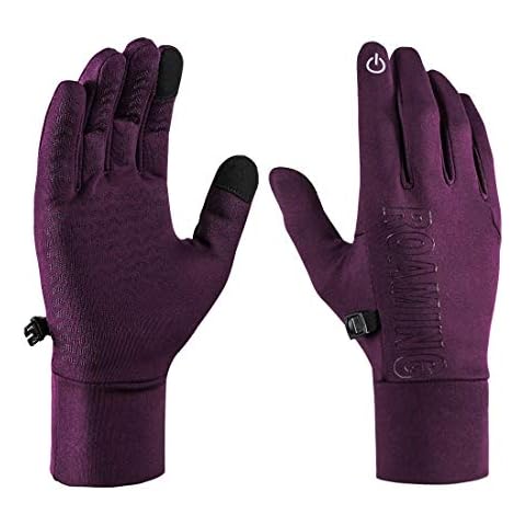 Boyiexin Winter Quick Dry Running Thermal Gloves for Women Men, Great for Cold Weather Hiking Driving Walking Jogging (Purple, Large) Cover