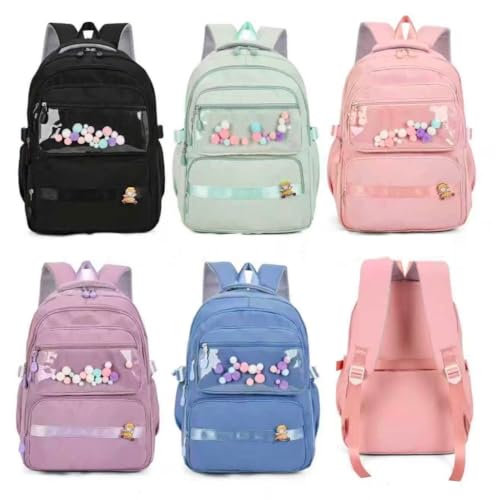 Mochila Feminina Transparente Estilo Coreano – Espaçosa e Moderna para Estudantes do Ensino Fundamental II e Médio(ALEATORIO)