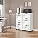 Panana 5/7 Drawer Chest, Wooden Tall Dresser Storage Dresser Cabinet with Wheels, Office Organization and Storage, Bedroom Furniture (White, 7 Drawer)