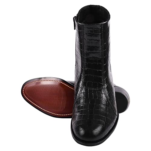 Image of LIBERTYZENO Mens Animal Print & Plain Leather Adults High Ankle Retro Dress Boots for Easter Gift