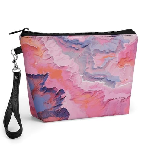 Bolsa de maquillaje para mujeres, neceser de viaje con pintura de melocotón claro