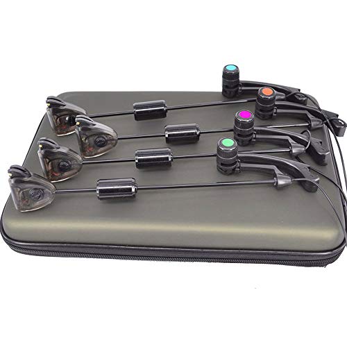 HIRISI Carp Fishing Swinger Set Illuminated Indicator 4pcs in Zipped Protected Case