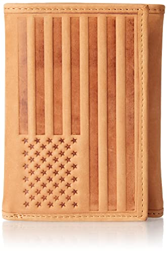 Lucky Brand Men's Leather Flag Embossed Rfid Trifold, Tan, Osfa #TOP10