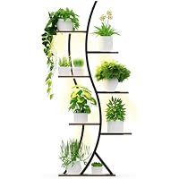 Indoor S shape Curved Corner Plant Stand with Grow Light