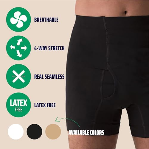 Regular Male Boxer Low for Medium Ostomy and Hernia Support (Black, S) | Seamless Ostomy & Hernia Briefs for Men | Comfortable Ostomy & Hernia Support Underwear | Colostomy Support Garment3